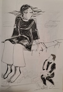 Mädchen auf der Mauer